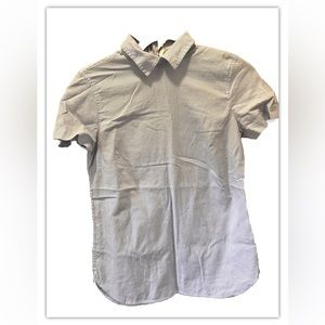 J. Crew Women's Light Blue Stripe Cotton Shirt Blouse Short  Sleeve Shirt 0